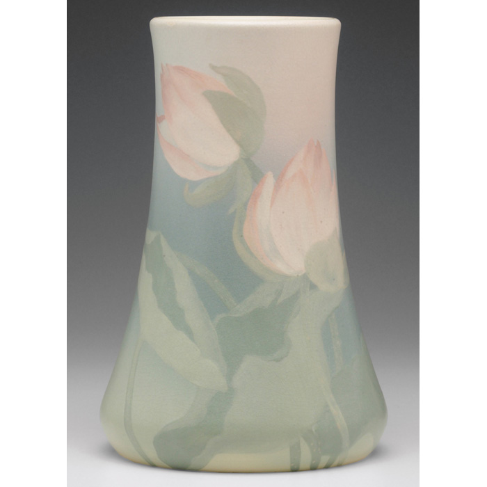 Appraisal: Large Rookwood vase covered with a good Vellum glaze with