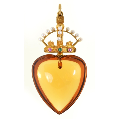 Appraisal: A Victorian crown and heart pendant possibly Scottish the gold