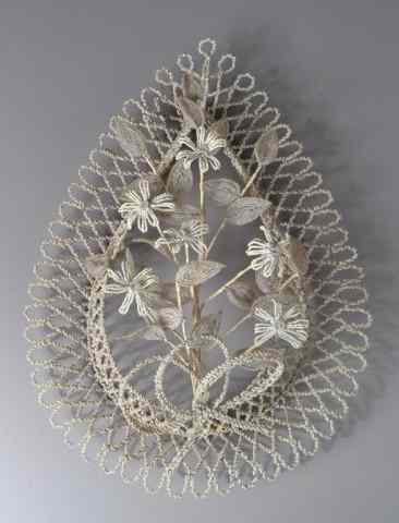 Appraisal: A French Victorian BeadworkOf heart shape deocrated with floral and