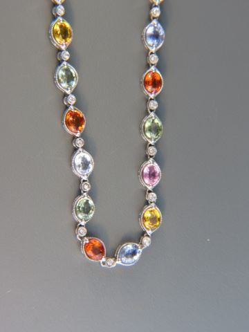 Appraisal: Sapphire and Diamond Necklace various vivid gems totaling carats and