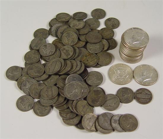 Appraisal: Roll of Silver Kennedy Halves War Nickels Roll of Silver