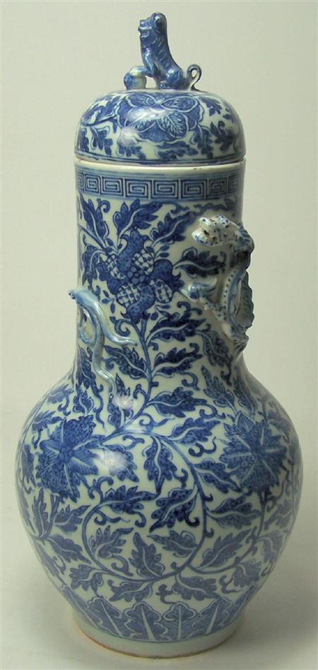 Appraisal: A th century Chinese blue painted vase and cover of