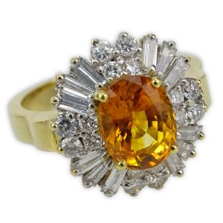 Appraisal: Approx Carat Oval Cut Orange Sapphire Carat Round Brilliant and