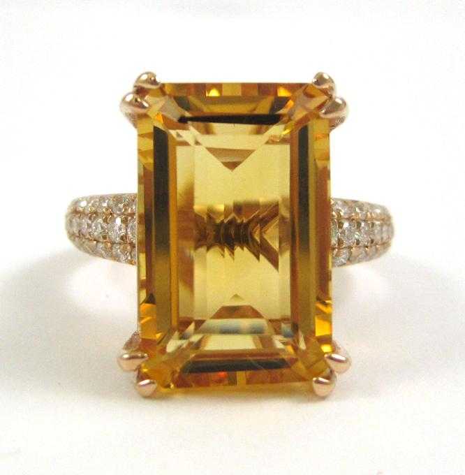 Appraisal: CITRINE DIAMOND AND ROSE GOLD RING The k rose gold