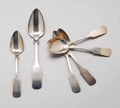 Appraisal: Six pieces Marquand coin flatware most marked quot F MARQUAND