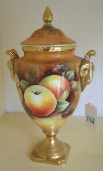 Appraisal: A Coalport pedestal porcelain vase and cover with gilt finial