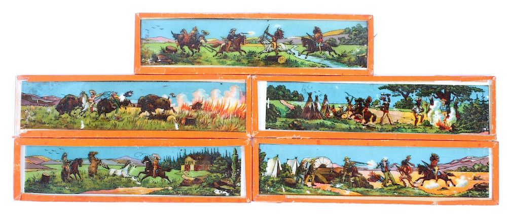 Appraisal: Glass Reverse Printed Western Scenes Offered in this lot we