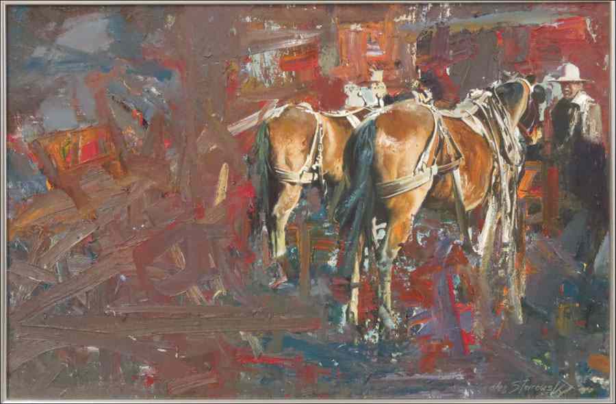 Appraisal: OLEG STAVROWSKY AMERICAN B SENOR SANCHEZ AND FRIENDS Oil on