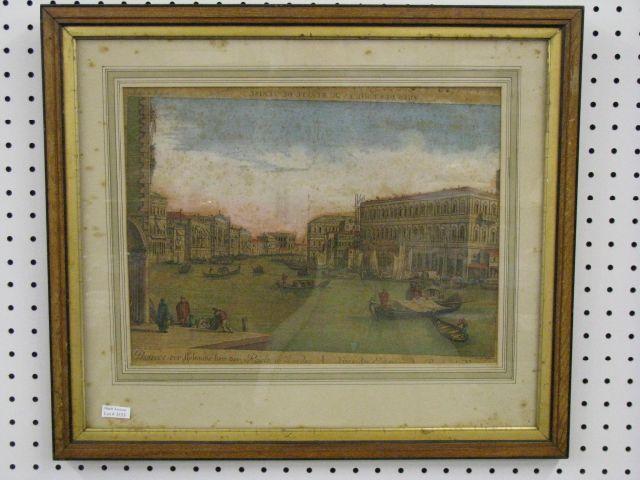 Appraisal: th Century Handcolored Engraving Venetian scene