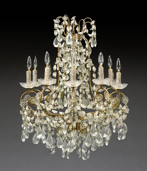 Appraisal: A Rococo style gilt metal and glass ten light chandelier