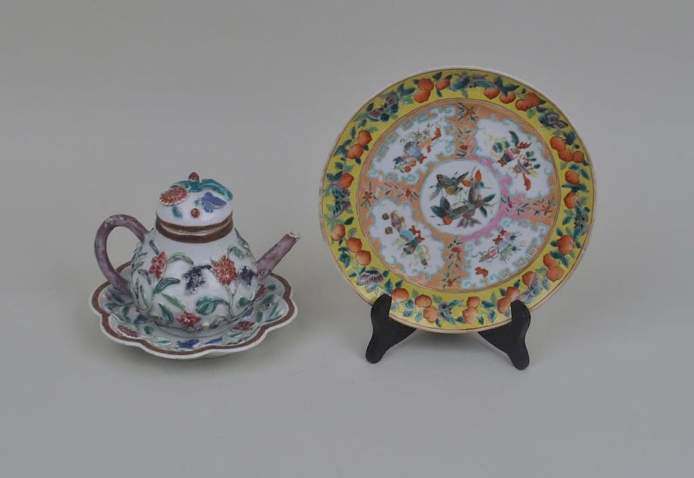 Appraisal: Chinese Export Porcelain Teapot Bowl Plate comprising a teapot and