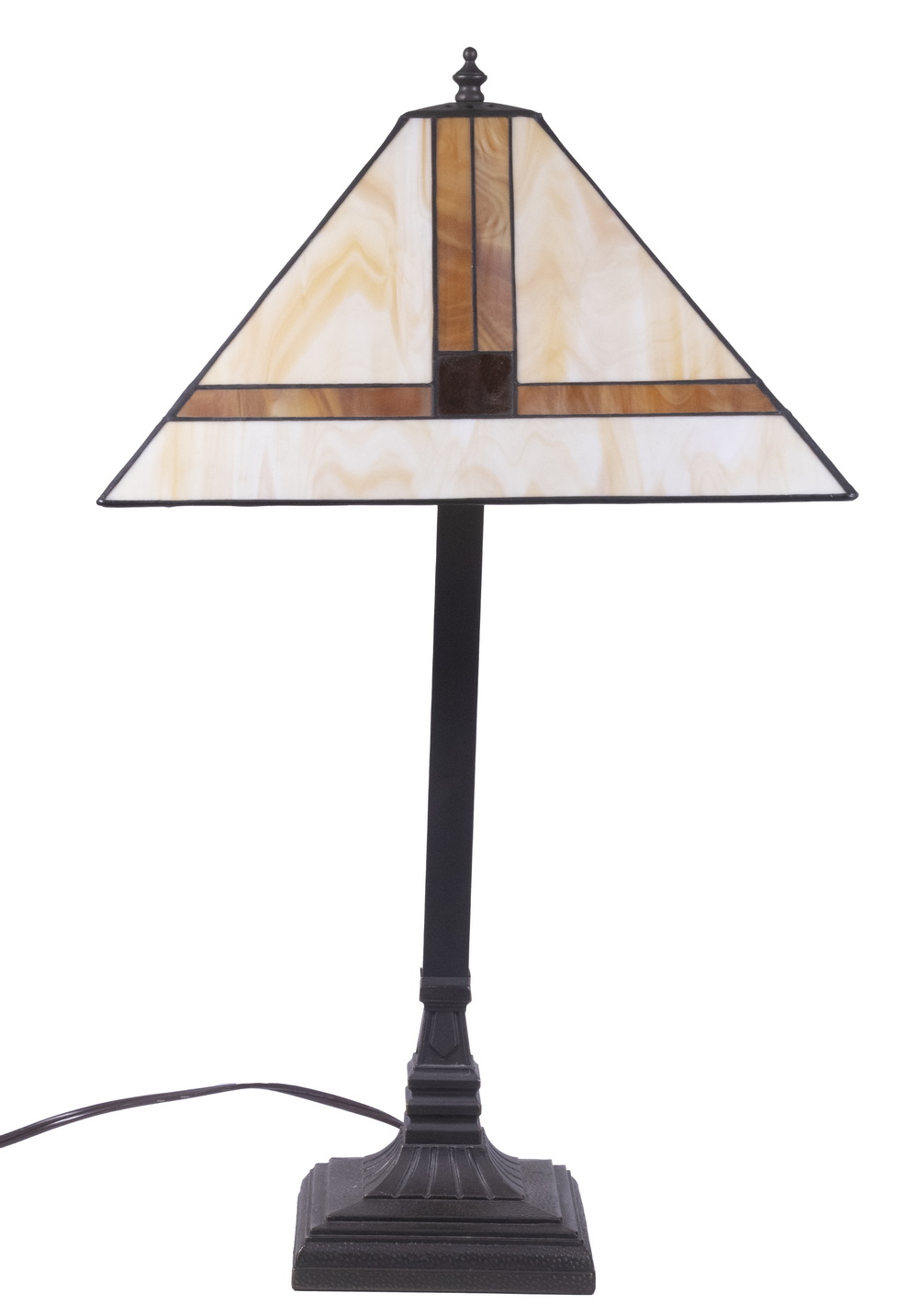 Appraisal: ARTS CRAFTS STYLE LEADED GLASS LAMP Contemporary Table Lamp with