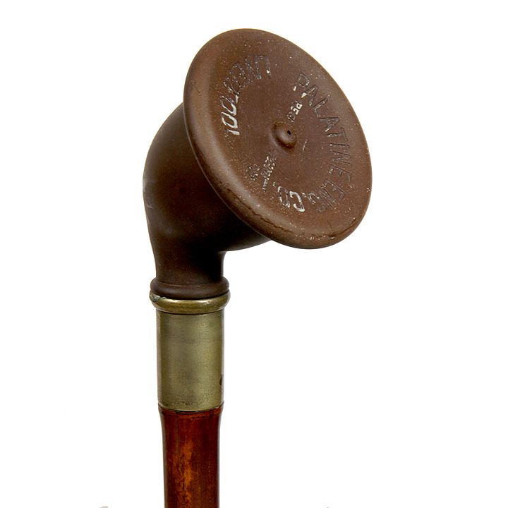 Appraisal: Hearing Aid Cane Early th Century- A vulcanite ear trumpet