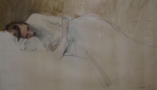 Appraisal: Richard Treaster American b - Young Girl Sleeping Watercolor Signed