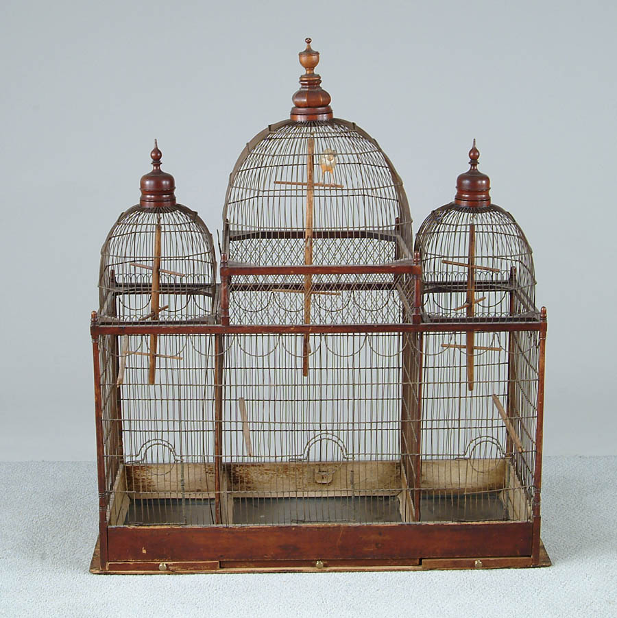 Appraisal: IMPORTANT AND RARE AMERICAN FANCY THREE DOME WOOD AND WIRE