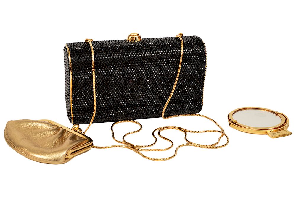 Appraisal: Judith Leiber Black Crystal Minaudi re Clutch Judith Leiber minaudi