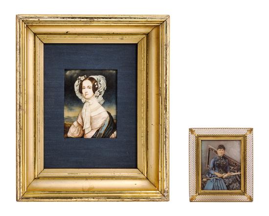 Appraisal: Sale Lot Two Portrait Miniatures th century comprising a rectangular