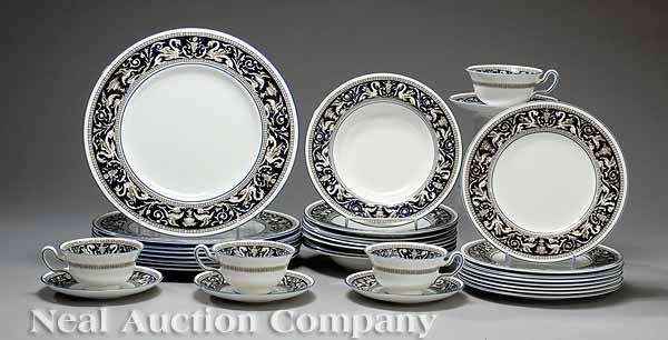 Appraisal: A Wedgwood Blue Florentine Pattern Porcelain Partial Dinner Service marks