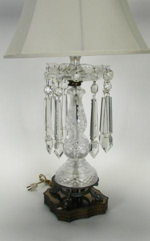 Appraisal: Vintage Crystal Table Lamp with Prisms with cast metal base