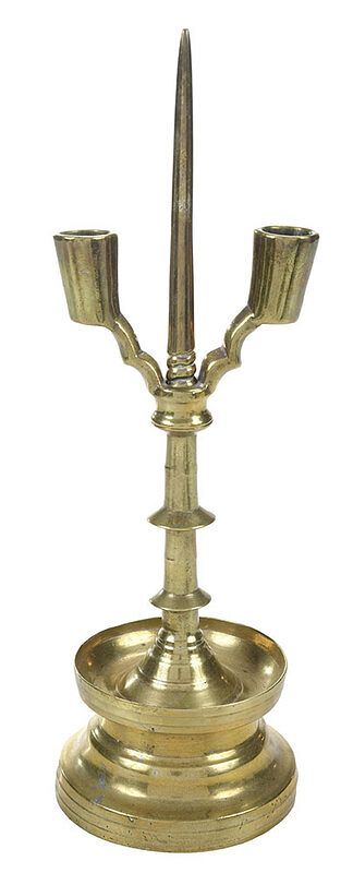 Appraisal: Rare Brass Double Socket Candlestick North West Europe probably th