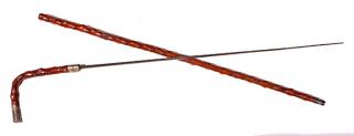 Appraisal: Sword Cane- Ca - An exotic wood cane with a