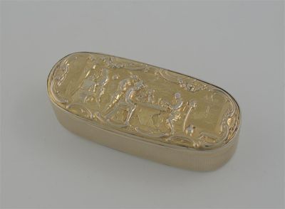 Appraisal: A George III silvergilt snuff box with rounded ends engine-turned