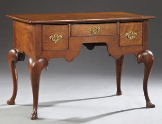 Appraisal: English Carved Oak Desk early th c the rectan English