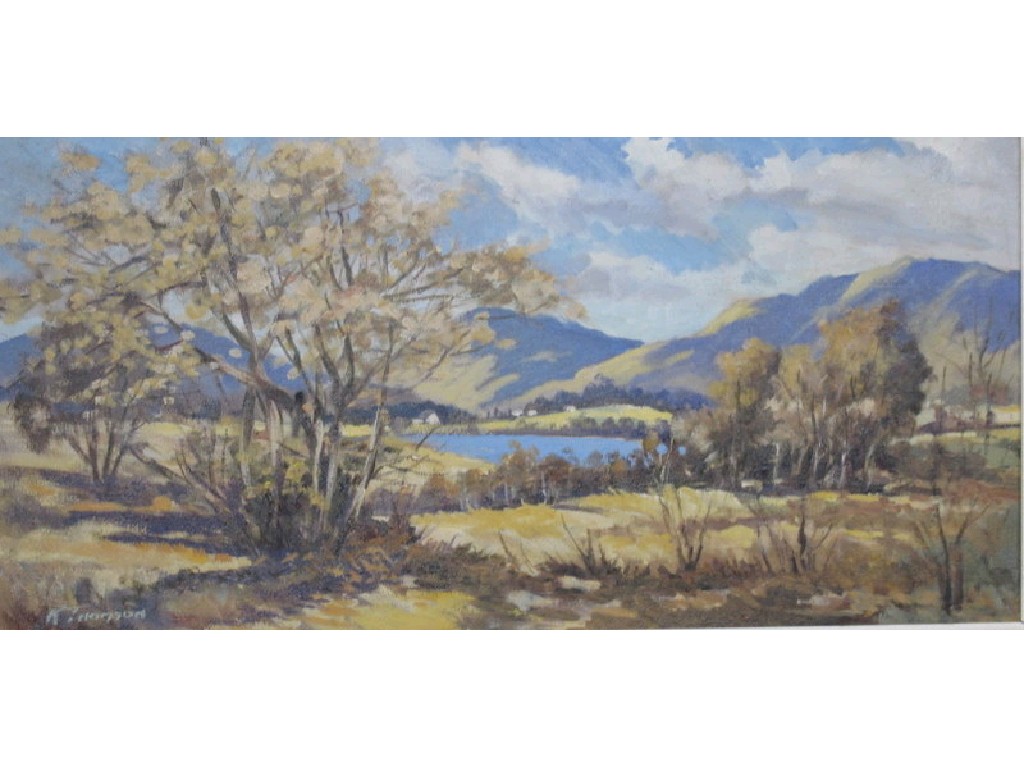 Appraisal: ROBERT THOMSON oil on board 'Lake of Menteith' signed