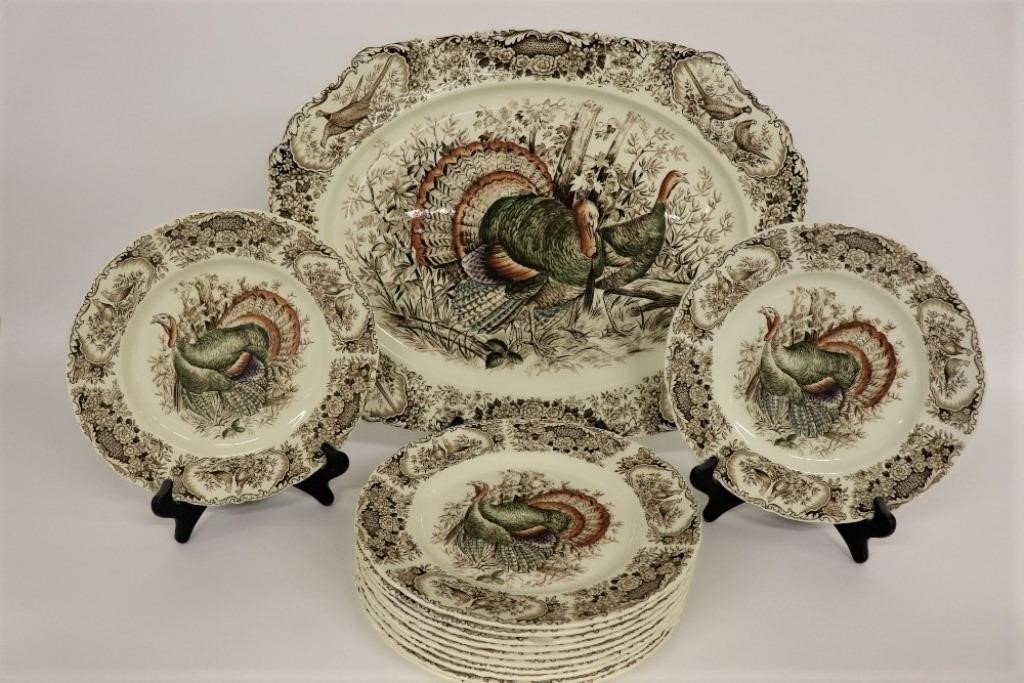 Appraisal: Johnson Brothers 'Wild Turkey' platter l and twelve matching plates