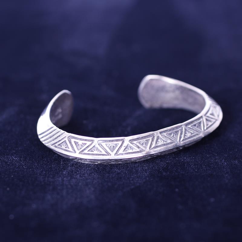 Appraisal: Native American Navajo Sterling Silver Bracelet cuff with engraved geometric