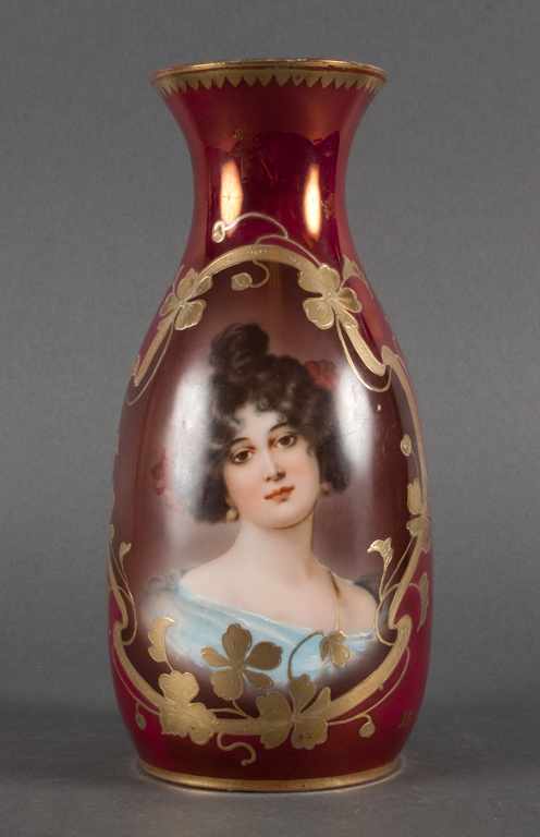 Appraisal: Zeh Scherzer Co porcelain portrait vase late th century with