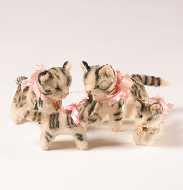 Appraisal: Four Steiff Tabby cats two with ear buttons three with