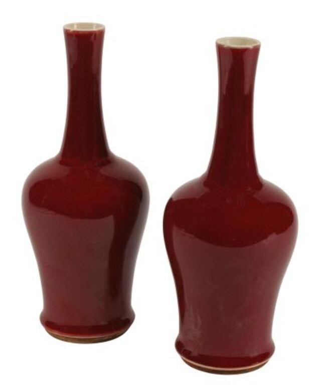 Appraisal: pair Chinese sang de boeuf oxblood porcelain vases approx h