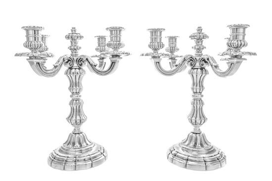 Appraisal: Sale Lot A Pair of French Silver-Plate Four-Light Candelabra Christofle