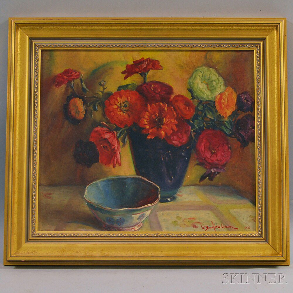 Appraisal: William Bradford Green American - Still Life with Zinnias and