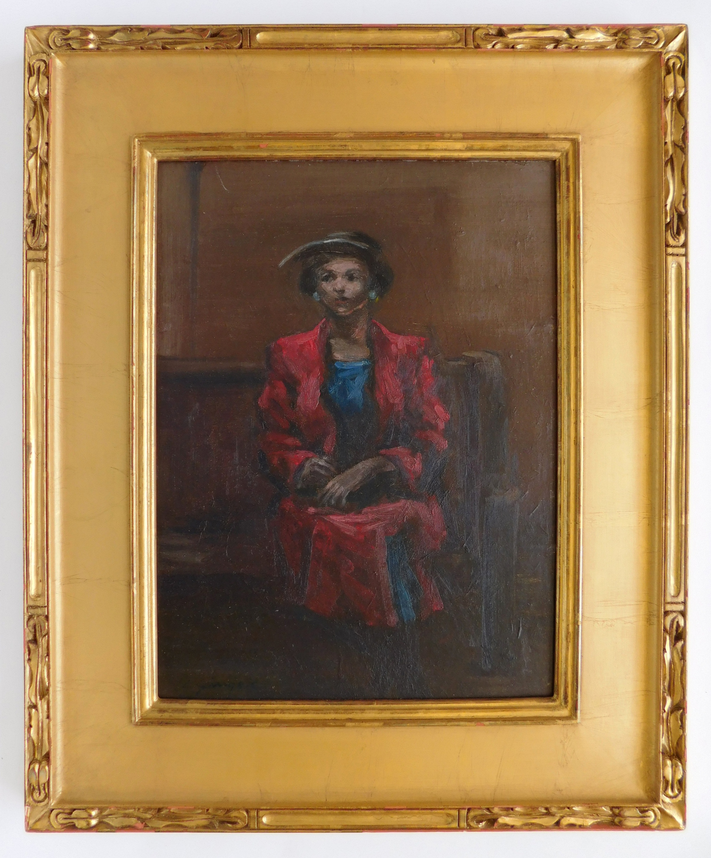 Appraisal: Clyde Singer American - Girl at Bus Station- oil on