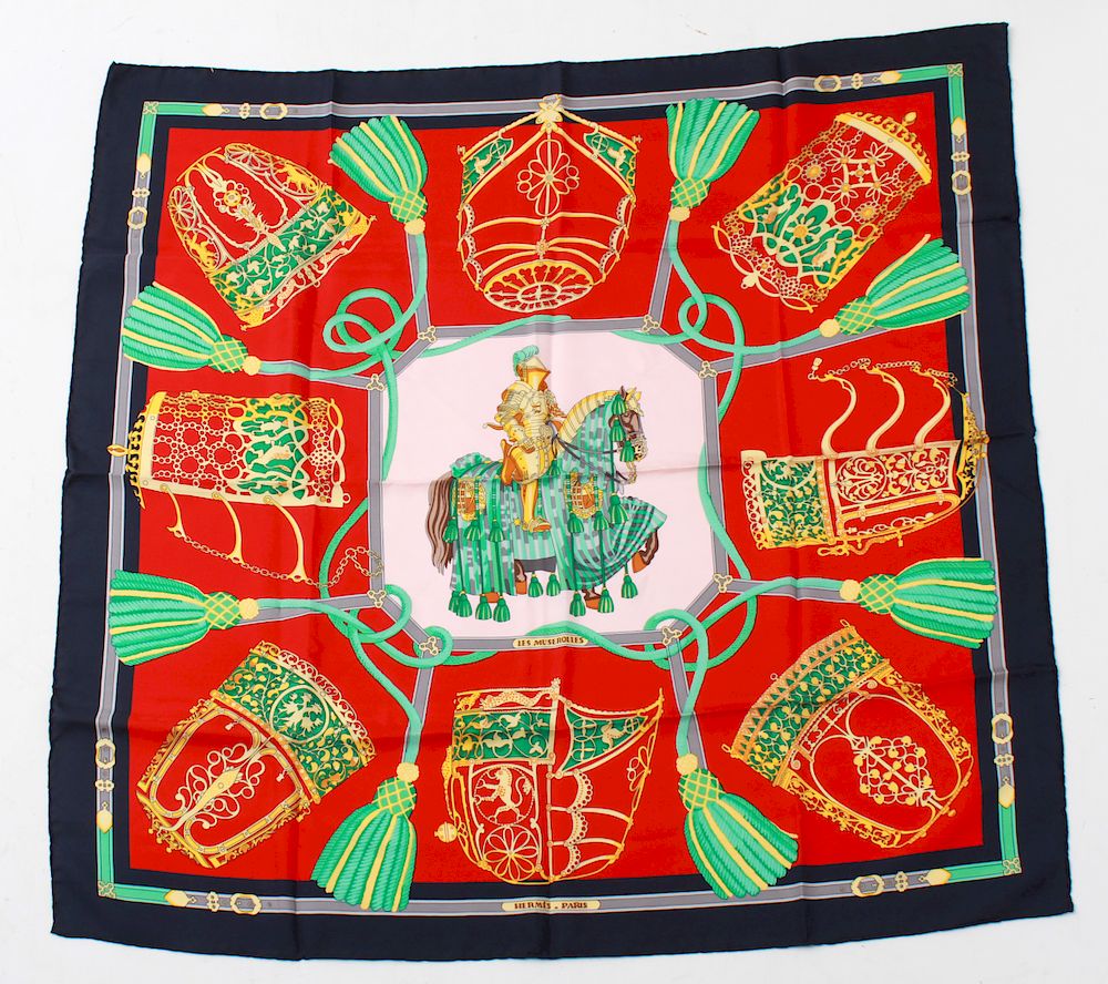 Appraisal: Hermes Les Muserolles Silk Scarf Hermes silk scarf Les Muserolles