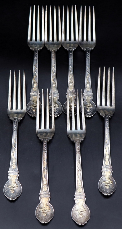 Appraisal: STERLING Exceptionally Rare Gorham Sterling Oriental Forks monogrammed exceptionally rare