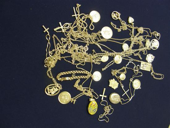 Appraisal: Twenty five silver and white metal necklaces with silver and