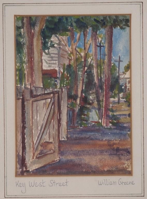 Appraisal: Watercolor on paper painting of a Key West street by