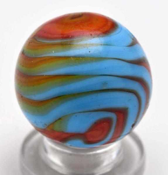 Appraisal: Christensen Agate Tri-Color Flame Marble Description Baby blue base with