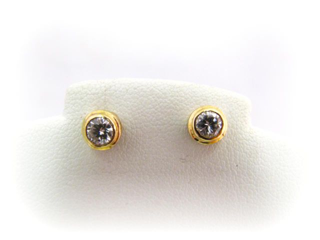 Appraisal: k yellow gold bezel set diamond stud earrings with screw