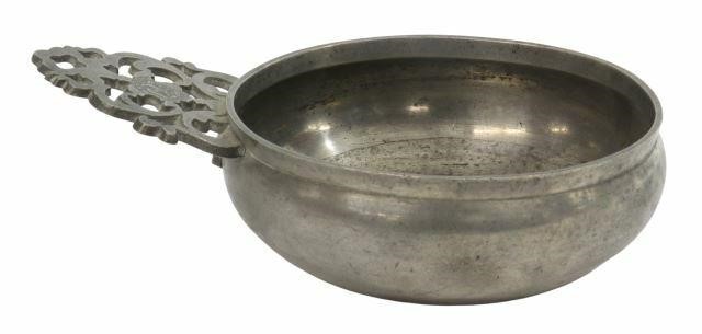 Appraisal: American pewter porringer Samuel E Hamlin Jr Providence Rhode Island