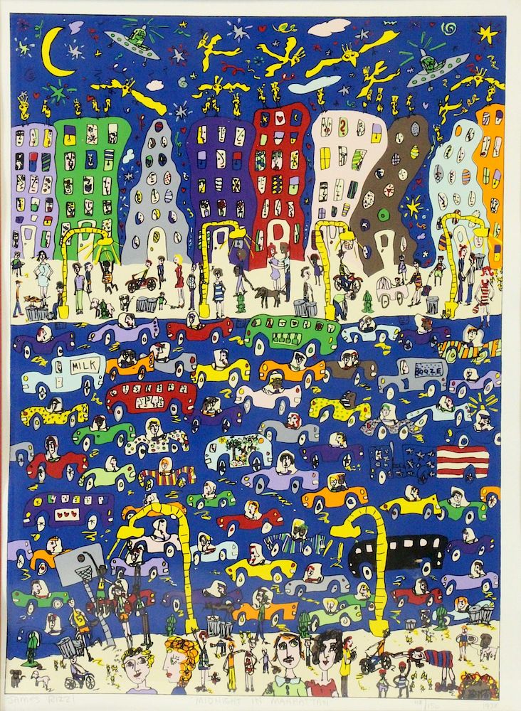 Appraisal: JAMES RIZZI AMERICAN - Screenprint Midnight in Manhattan Signed lower