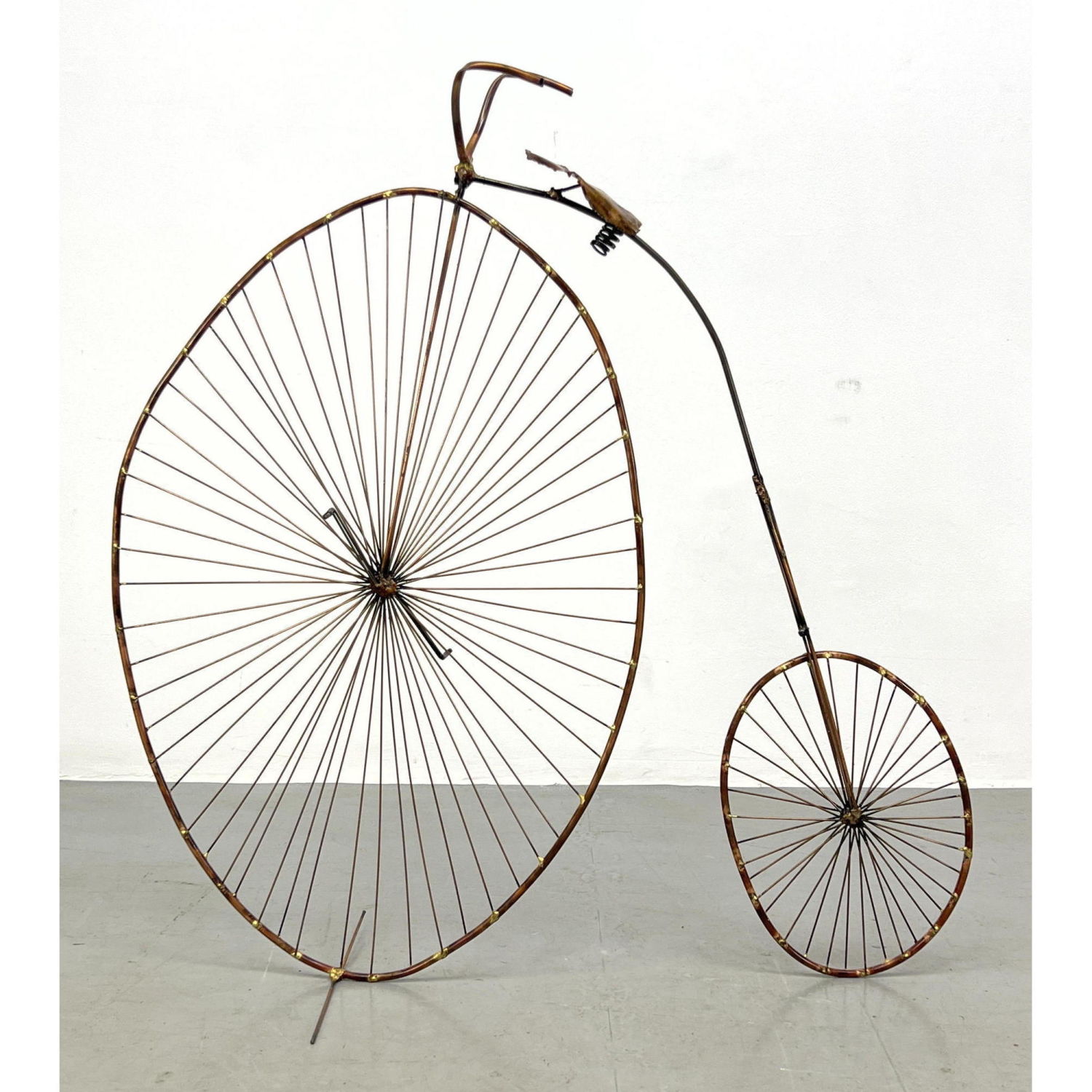 Appraisal: Mixed Metal Modernist Antique Bicycle Sculpture High Wheel Penny Farthing