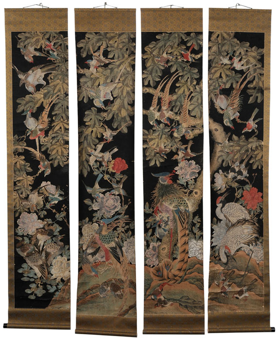 Appraisal: Set of Four Hanging Scrolls Chinese th century or earlier