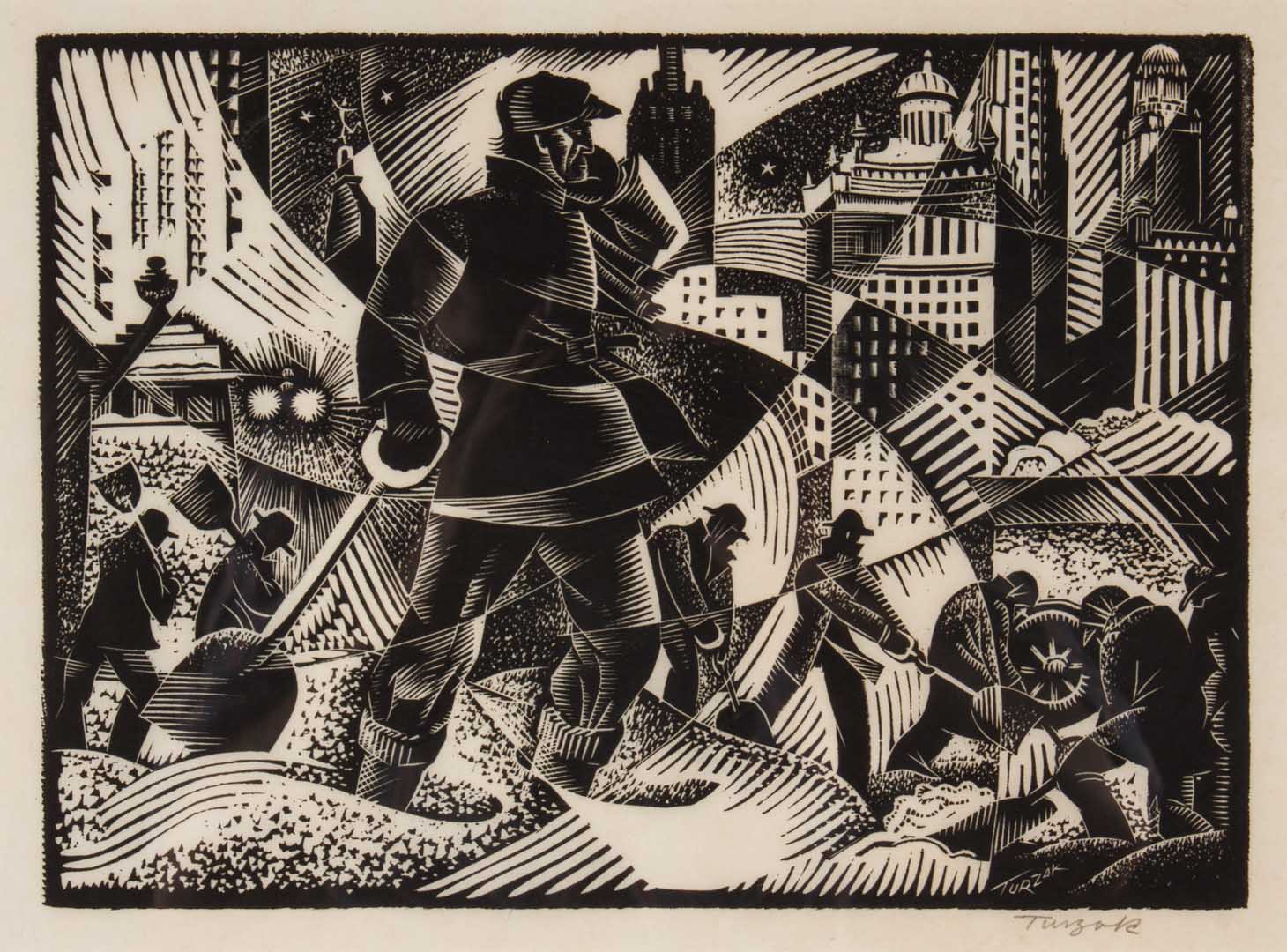 Appraisal: Charles Turzak Work Relief woodcut American - Work Relief Chicago