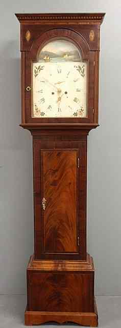 Appraisal: Scottish mahogany tall case clock with a painted dial eight-day