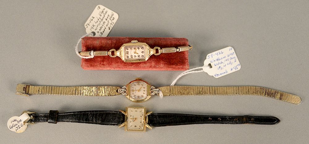 Appraisal: Three ladies wristwatches LeCoultre Hamilton and ladies Elgin with original