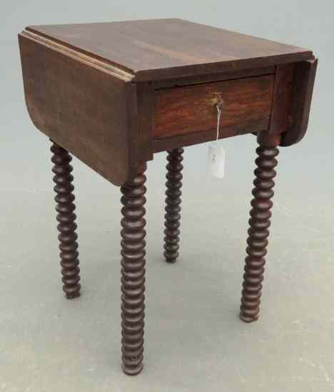 Appraisal: th c single drawer spool leg work stand Top ''